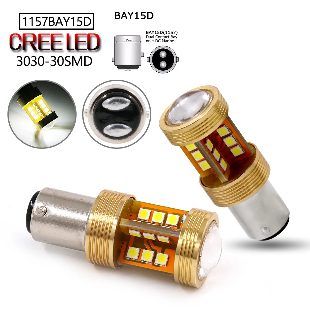 2xhigh яркий S25 BA15D 1157 30 светодиодный Cree чип SMD3030 тормозной светильник стробоскоп 12В
