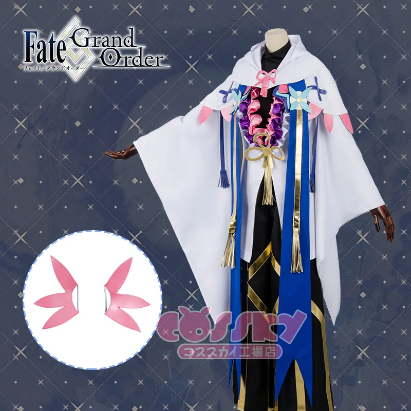 Аниме! Fate Grand Order Мерлин цветок волшебник форма мастера Косплей Костюм Кимоно