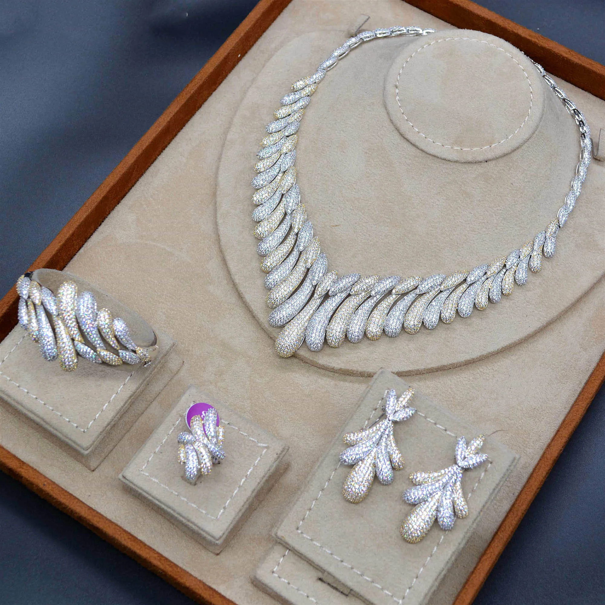 MECHOSEN великолепный роскошный набор Больших Ювелирных изделий с каплями воды