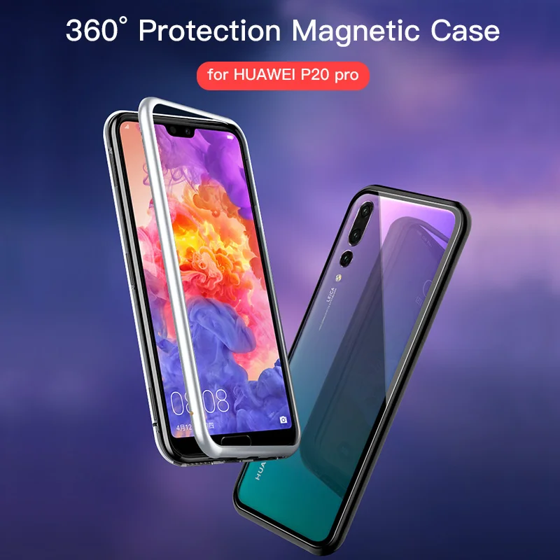 Магнитный адсорбционный чехол для Huawei P20 Pro Mate 10 9 P10 Plus стеклянный телефона Honor Lite |