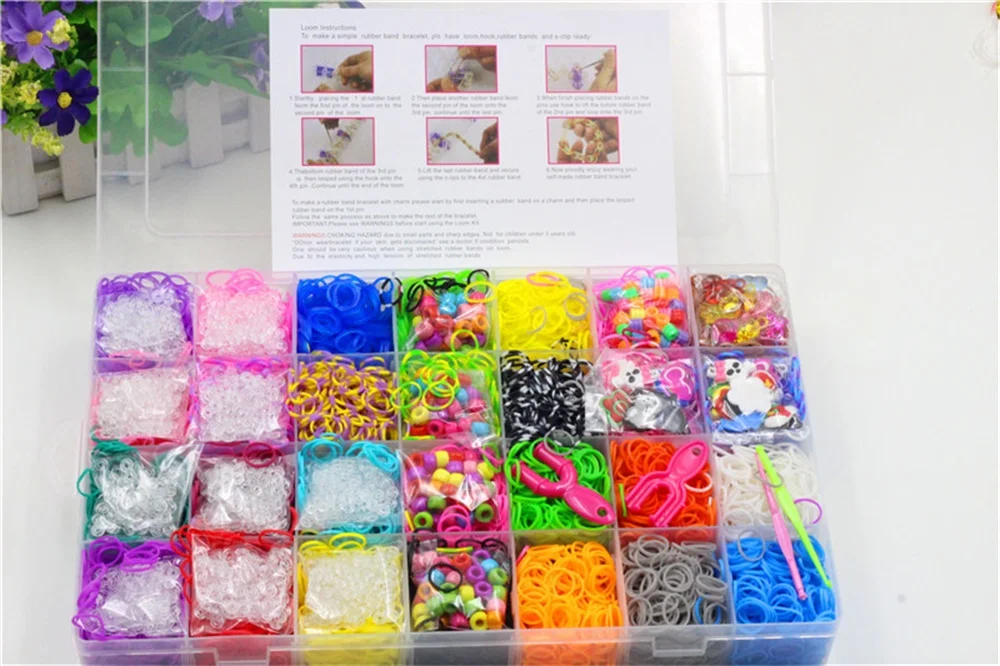 10000 петель/Набор Diy игрушки браслет из резиновых полос для детей или резинка для волос сделать тканый браслет DIY Рождественский подарок TH0059