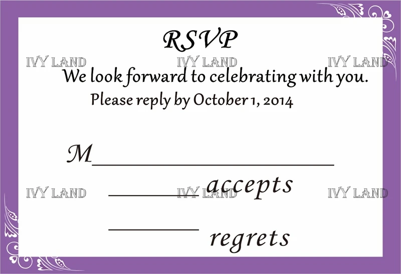 Personalized RSVP Card with Free Envelope for Wedding / Party 50 pcs/lot R3 | Дом и сад