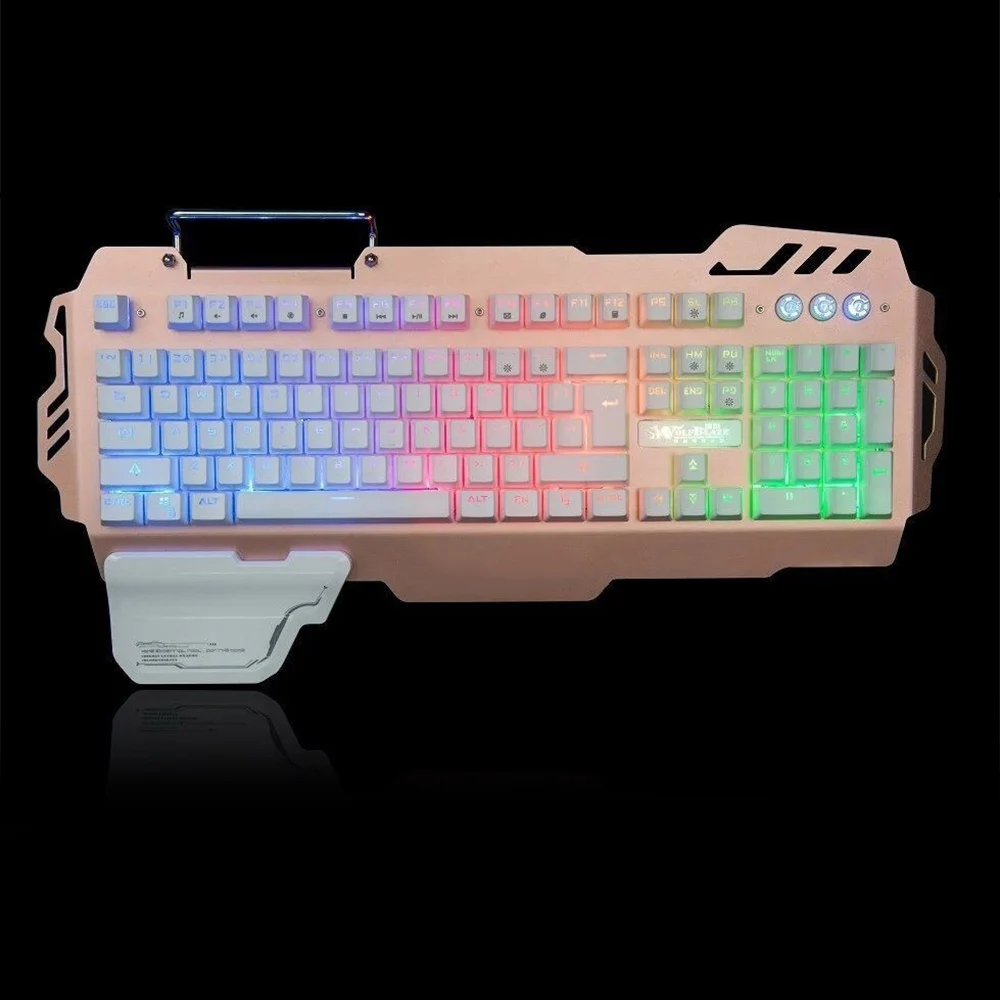 Игровая Проводная Механическая клавиатура 104 клавиш настоящий RGB синий