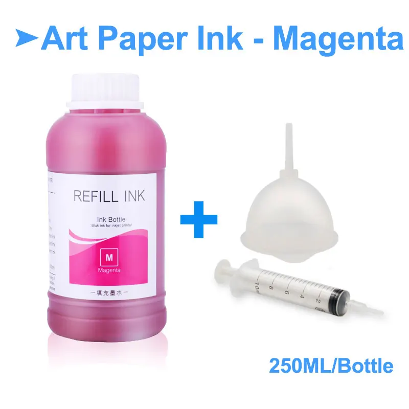Magenta-250ml 250 мл/бутылка художественная бумажная чернильная бутылка для Epson P50 P60 L800 1390 1400 1410 1500 Вт Заправка принтера чернила художественная бумага пигментные чернила для Epson - Цвет: Magenta-250ml