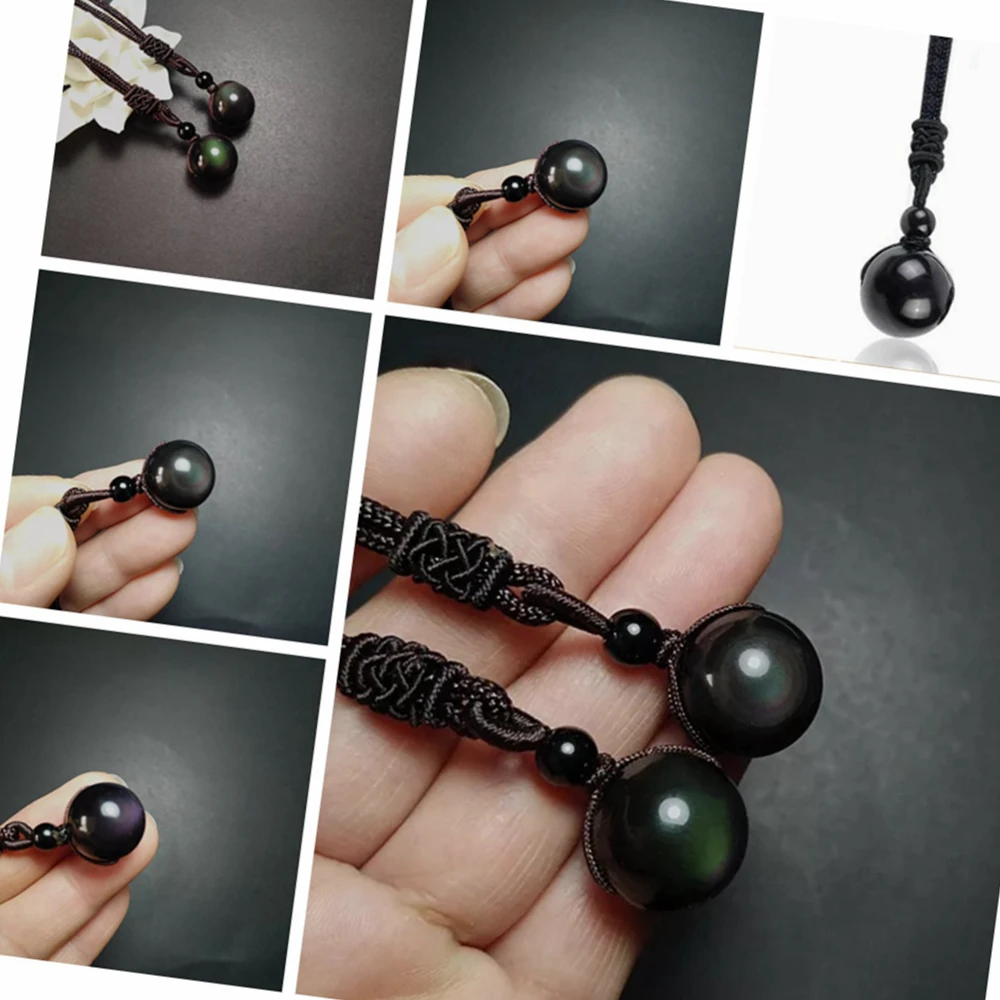 Ожерелье из натурального обсидиана ожерелья камня для женщин и мужчин ожерелье