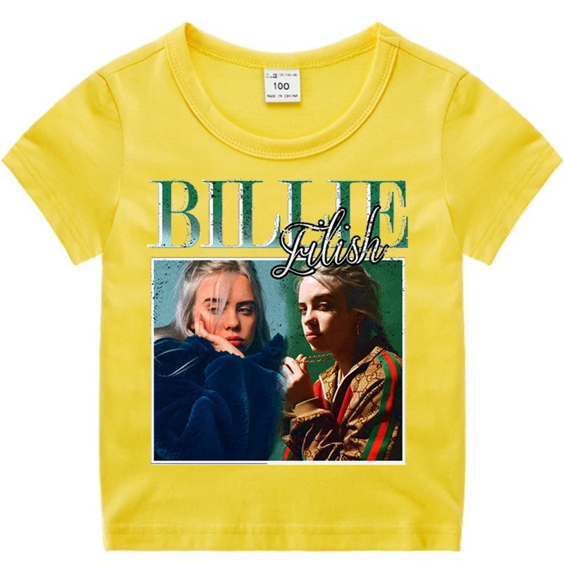 Детская Винтажная футболка с коротким рукавом Billie Eilish 90s мягкая черная для