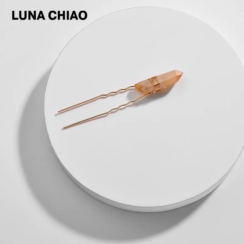 Женские аксессуары для волос LUNA CHIAO простые шпильки из натурального кварца с