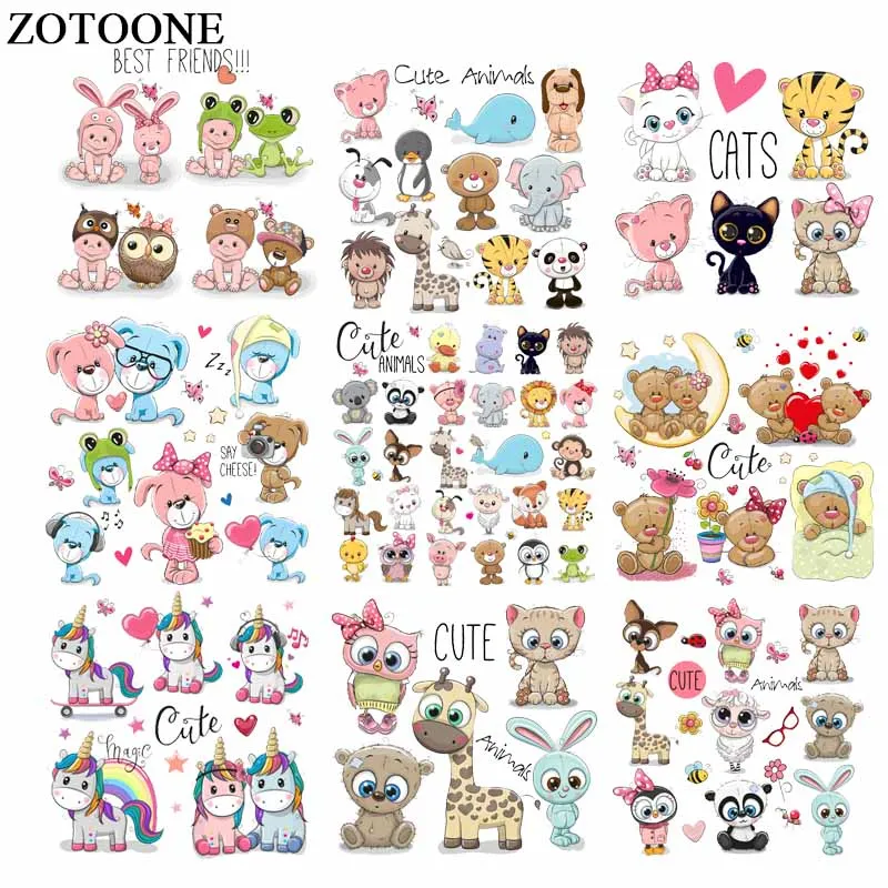 Детские Виниловые нашивки ZOTOONE с утюгом в виде животных для самостоятельной