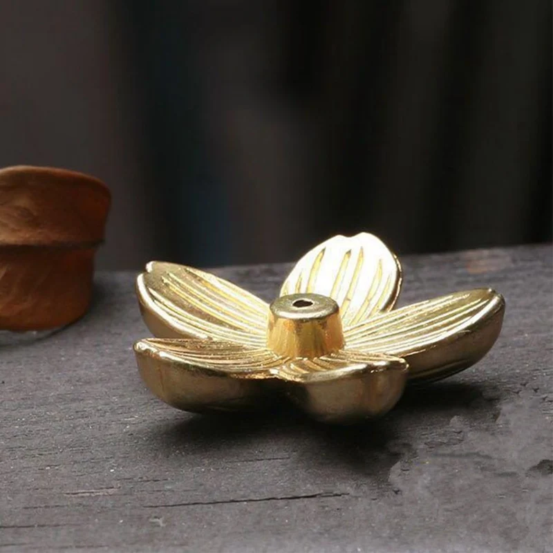 Новая горелка для благовоний Сакура, медная печь для благовоний, чайный домик, орнамент, товары по тематике Будда, катушки, держатели для палочек, цветущая вишня, цветы - Цвет: 16508GD