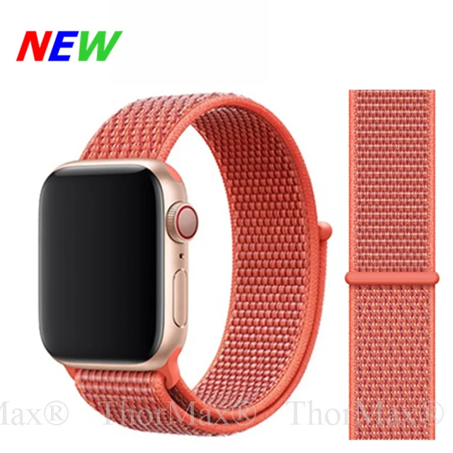 28-Nectarine Для наручных часов Apple Watch, версии мягкий нейлон 40 мм 44 мм для наручных часов iWatch, сменный ремешок спортивный петля для наручных часов Apple Watch 4 серии 3/2/1 38 мм 42 мм ремешок - Цвет ремешка: 28-Nectarine