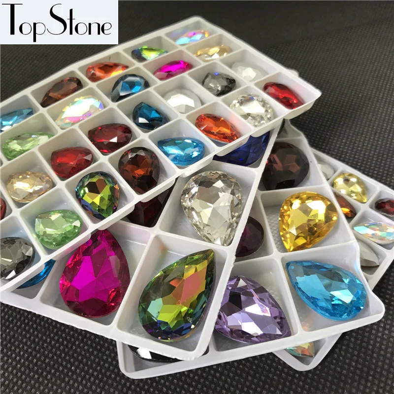 Смешанные цвета каплевидные камушки стеклянные капли с острым основанием