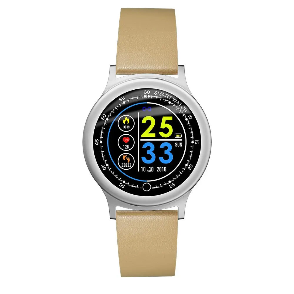 Silver Leather Умные часы TimeOwner Q28, мульти спортивный фитнес-трекер, шагомер, монитор сердечного ритма, SMS, напоминание, IP68 водонепроницаемый смарт-браслет - Цвет: Silver Leather