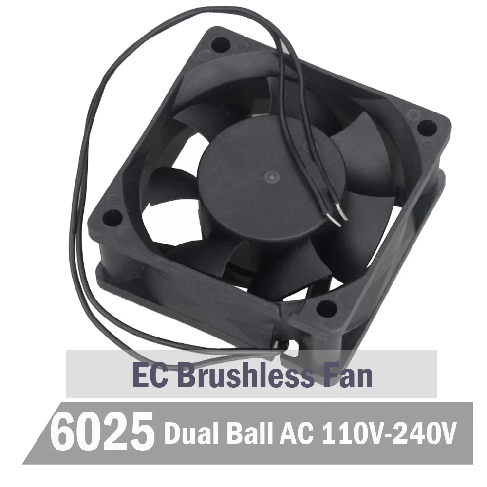 2 шт. Gdstime Ball 60 мм EC Вентилятор x 25 AC 110 в 115 220 240 В охлаждающий вентилятор 6 см
