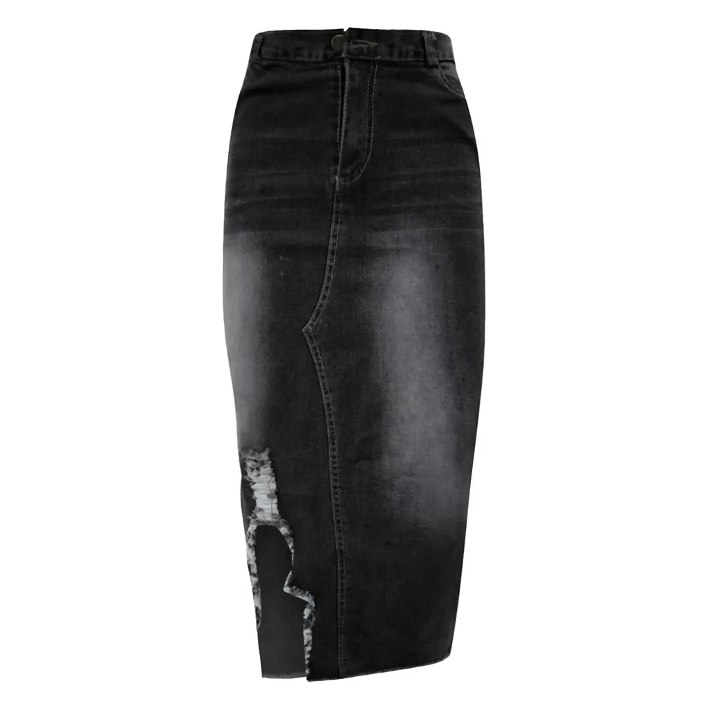 JAYCOSIN Женская мода Высокая талия рваные Bodycon уличный стиль деним Юбка Карандаш Сексуальная принцесса юбки путешествия 25 июня