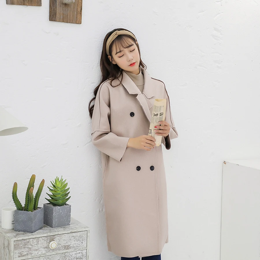 Женское длинное шерстяное пальто Cappotto Donna плотное свободное Abrigo Mujer модель 5Zc0135F