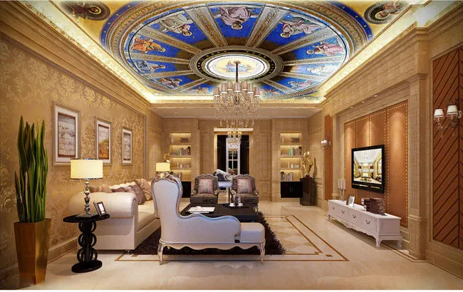 Квадратные потолочные обои в европейском стиле для гостиной спальни учебы 3D