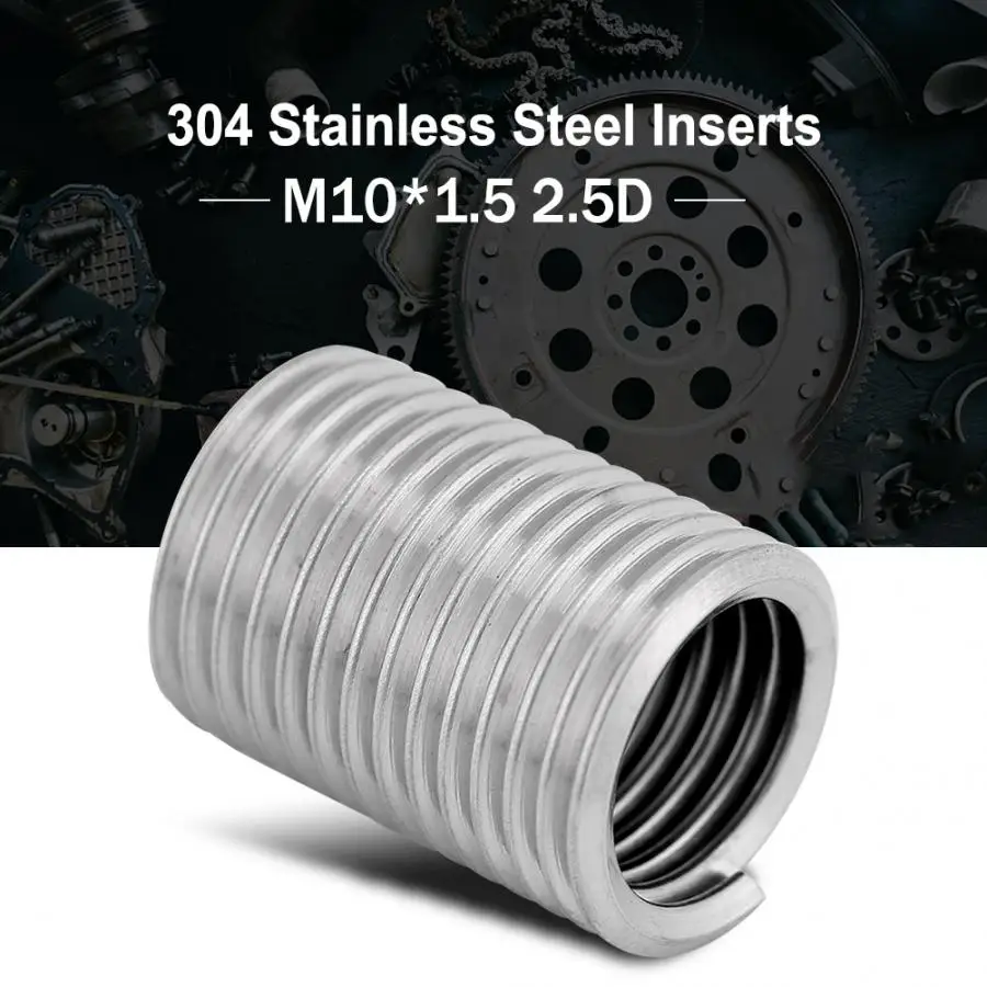 100 шт./лот m10x1 5x2. Набор резьбовых вставок из нержавеющей стали 304|Резьбовые
