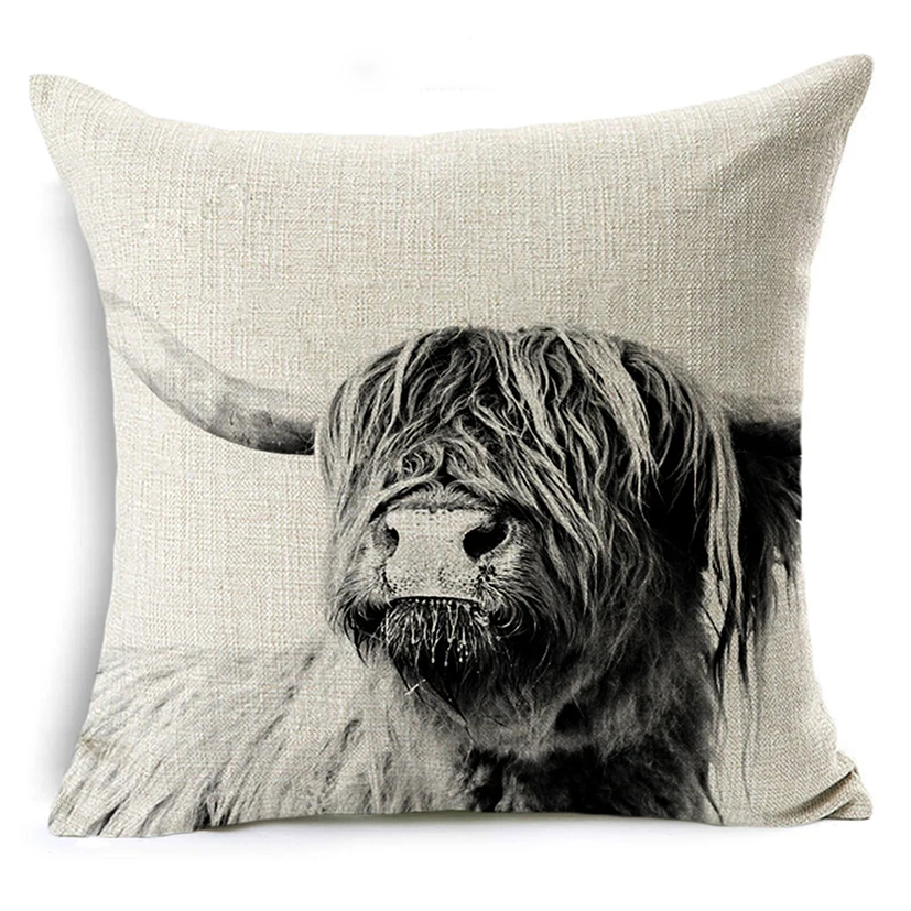 WZH Printed Animals Cushion Cover 45x45cm Linen Decorative Pillow Cover Sofa Bed Pillow Case - Цвет: 15