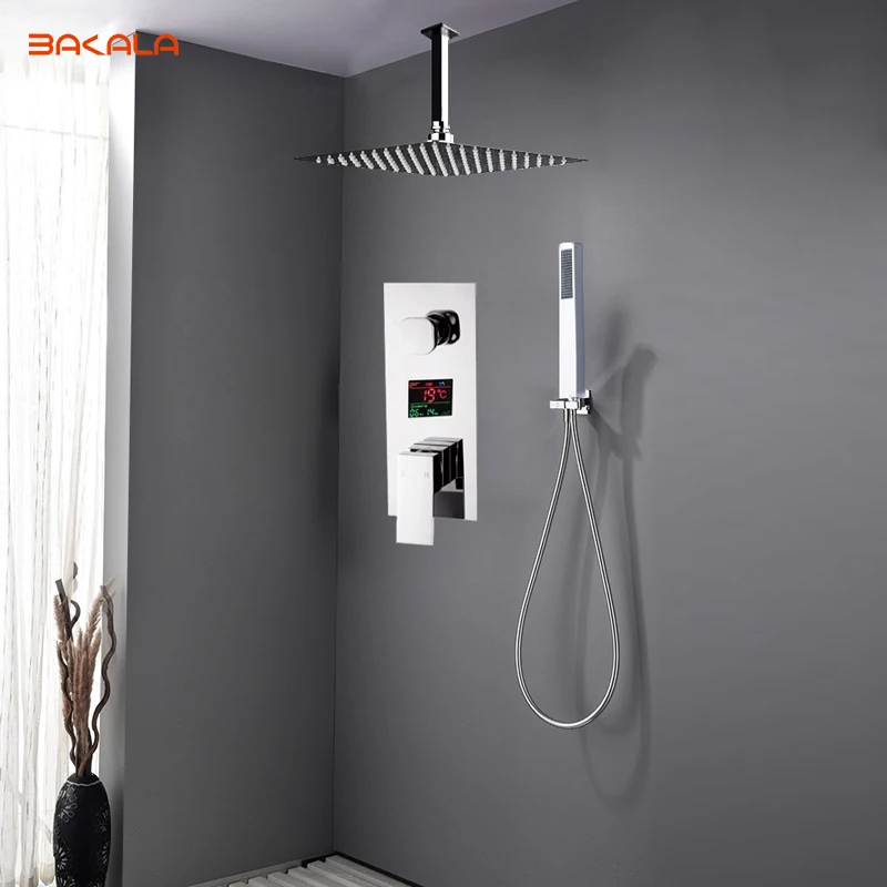 BAKALA 304 StainlessSteel 8 10 12 дюймов душевая головка для дождя смеситель душа светодиодный