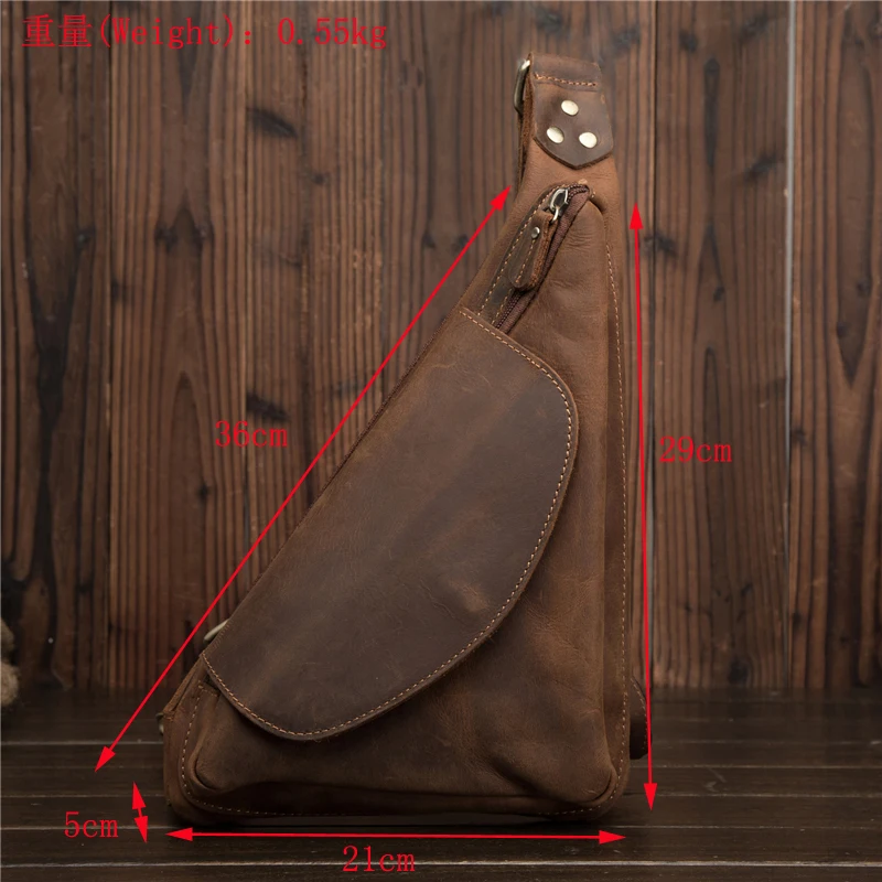 Треугольная нагрудная сумка для мужчин сумочка кросс боди из натуральной кожи