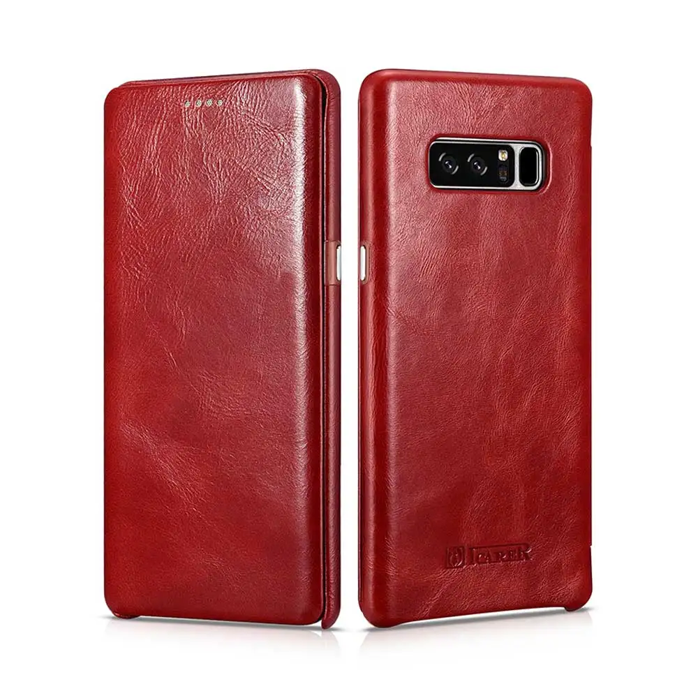 Красный For Samsung Galaxy Note8 Genuine Leather Flip Case Protective Case Cowhide Leather Business Smart Phone Cover for Samsung note8 - Цвет: Красный