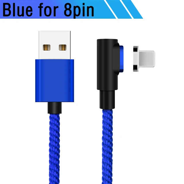 Blue for 8pin 2 м Быстрый Магнитный кабель 3A Quick Charge 3,0 Micro USB зарядное устройство type C зарядный кабель для samsung S10 A80 Xiaomi Магнитный телефонный шнур - Цвет: Blue for 8pin