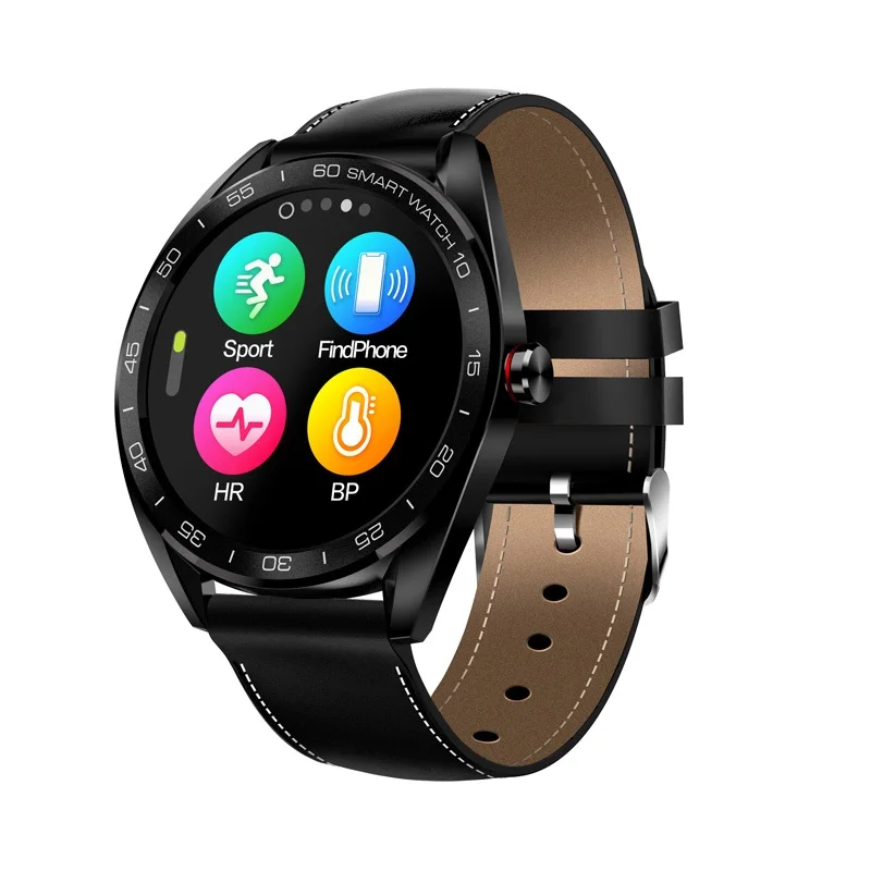 black leather SENBONO K7 Новые смарт-часы 1," IP68 Водонепроницаемый Bluetooth монитор сердечного ритма фитнес-трекер спортивные Смарт-часы для Android iOS - Цвет: black leather