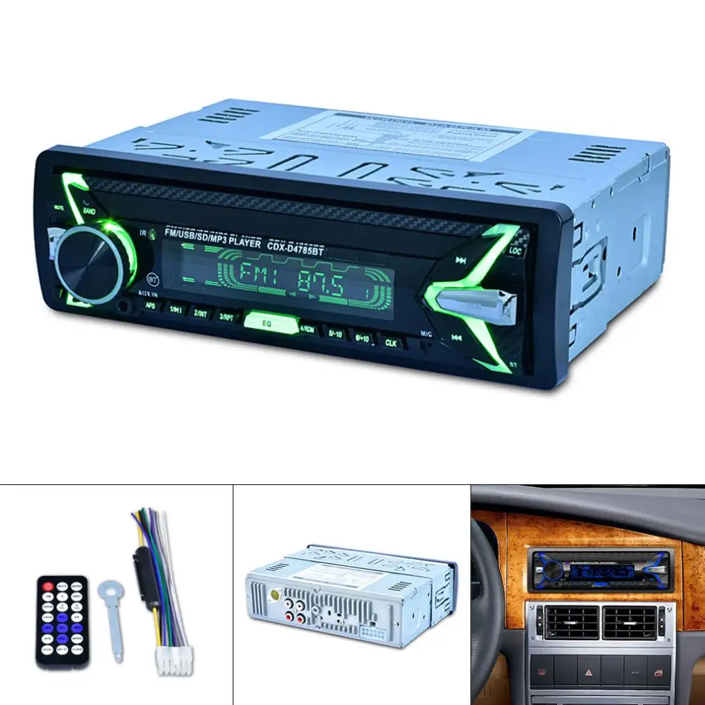 Автомагнитола с Bluetooth 12 В 1 Din 4x60 Вт стерео MP3 плеер 7 цветов светильник Передняя