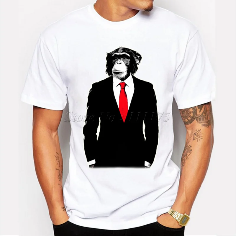 2019 крутая Мужская забавная Футболка с принтом обезьяны новинка топы футболки