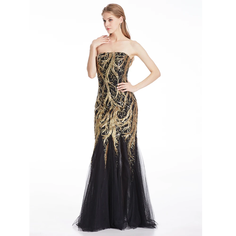 Женское винтажное платье для матери невесты Angel fashions золотистое вечернее в