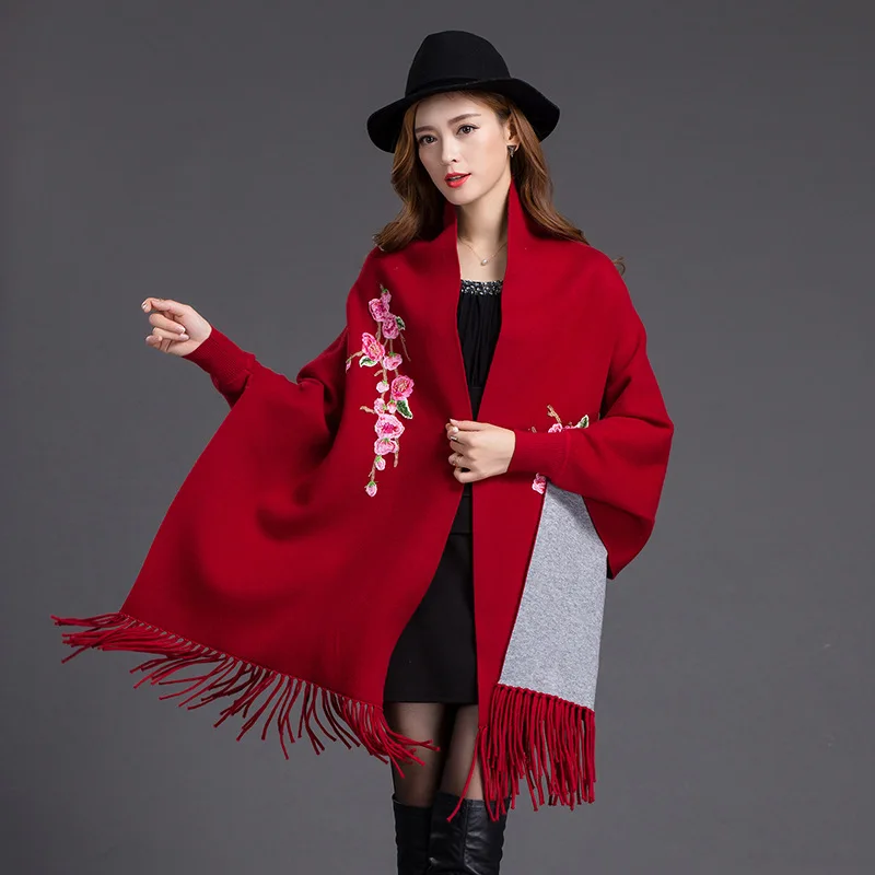 Брендовое Новое ювелирное женское кашемировое двустороннее пончо Zizith шаль с