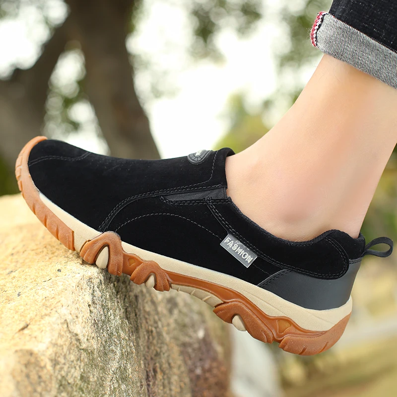 New High Quality Brand Men Shoes Genuine leather Loafers Casual Breathable Outdoor Non Slip Walking Sneakers | Обувь