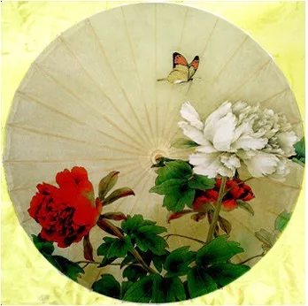 Бумажный зонтик ручной работы с бабочкой в пионе защитой от дождя и УФ-лучей