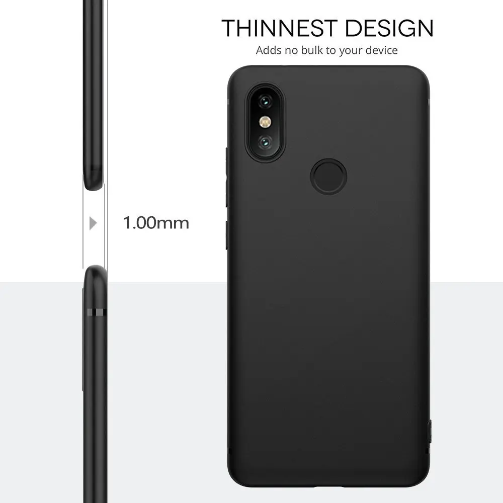 Для Xiaomi Mi A2 MiA2 Lite чехол черный ТПУ матовый для телефона отделка тонкий профиль