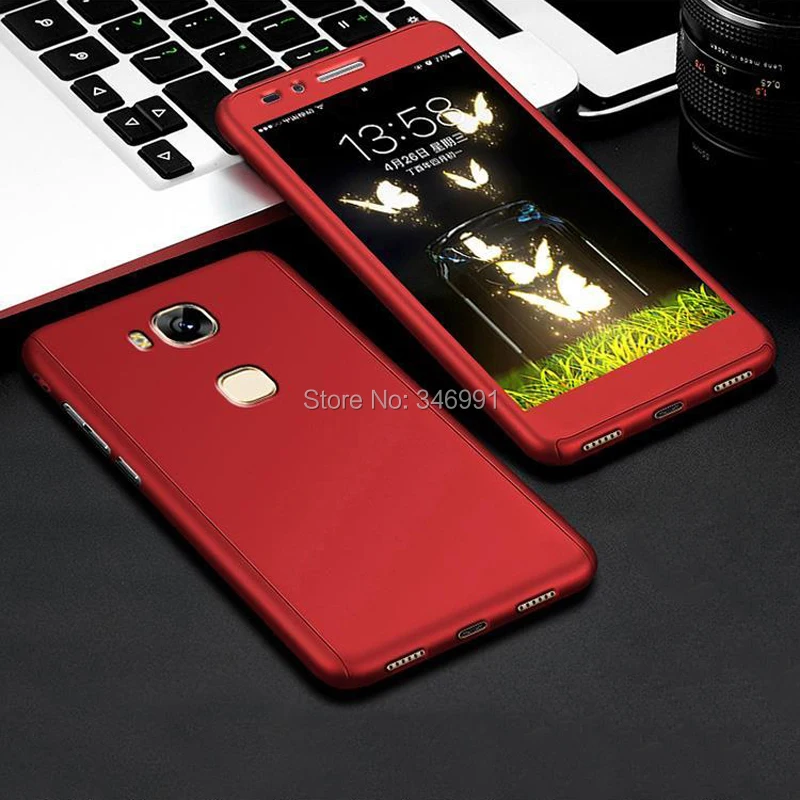 360 Fitted Case for Huawei honor 5X Funda 5.5 inch Matte plastic Smile Temperd Glass Honor GR5 Cover |