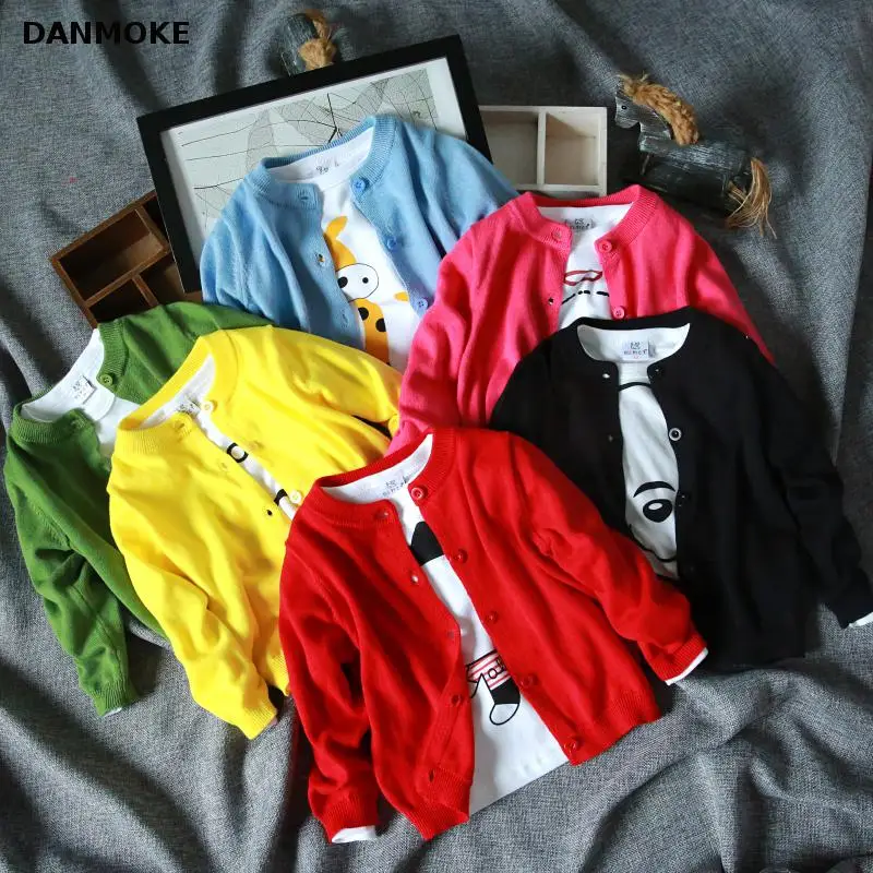 Danmoke/осенний свитер для маленьких девочек Повседневный хлопковый кардиган с