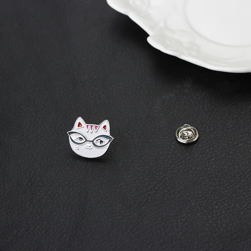 Модные эмалированные броши в виде животных из мультфильма милые мини очки брошь