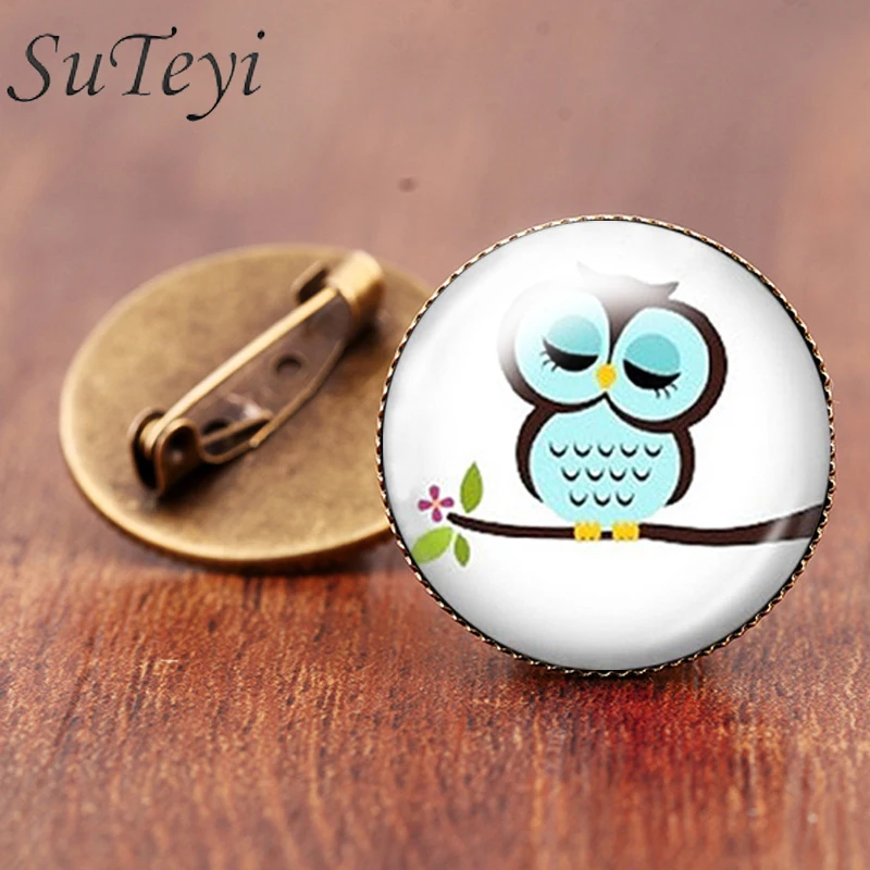 SUTEYI стильный женский стеклянный кабошон животное брошь художественная картина