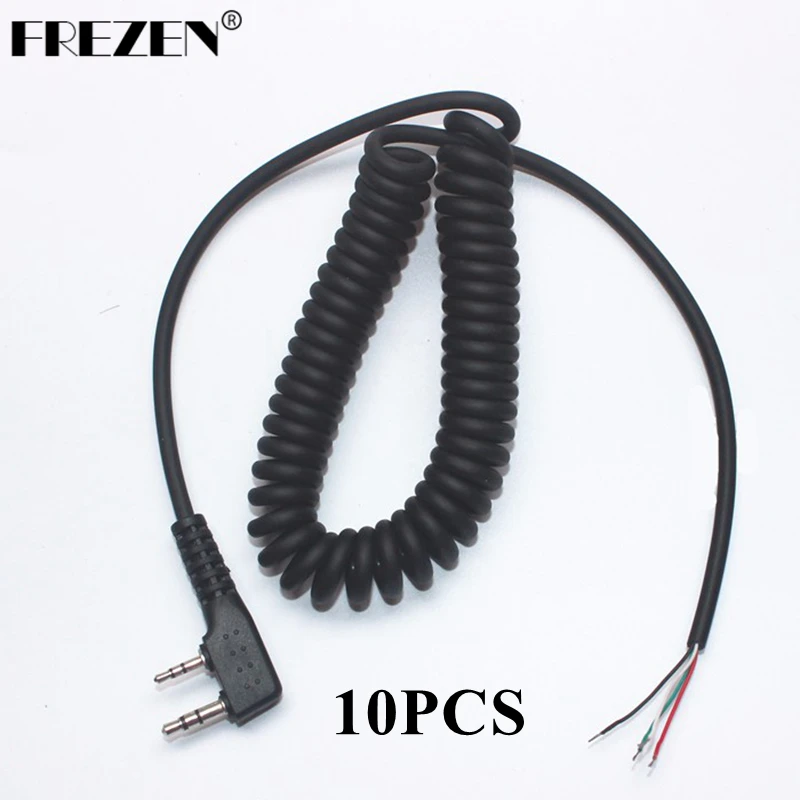 10pcs DIY 4wire Microphone Cable K Plug 2pins For Kenwood Wouxun Baofeng Puxing Linton Tyt Quansheng Walkie Talkie  W