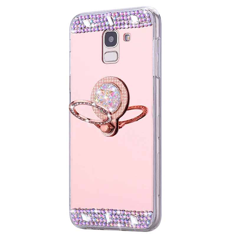 Роскошный мягкий чехол из ТПУ с зеркалом для Samsung Galaxy A3 A5 2017 A6 A7 A8 A9 2018 A30 A50 M10 M20 J2 J5 J7