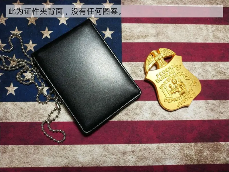 

PU Leather Universal Badgeholder Police Detective Badge Holder with Chain & Clip for Men Gift Cosplay Collection Props