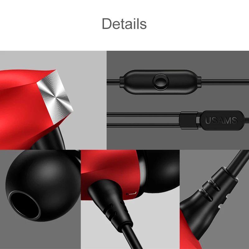USAMS In-Ear Наушники 3 5 мм Оригинал AUX с микрофоном проводное управление для iphone Samsung