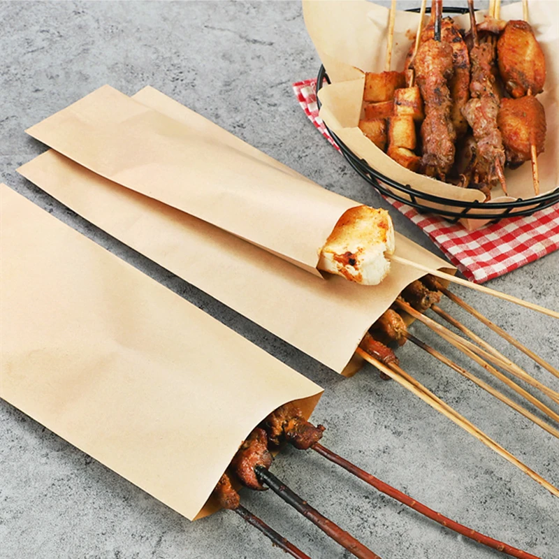 Одноразовый пакет из крафт-бумаги сумка для кебаба упаковки пищевых продуктов