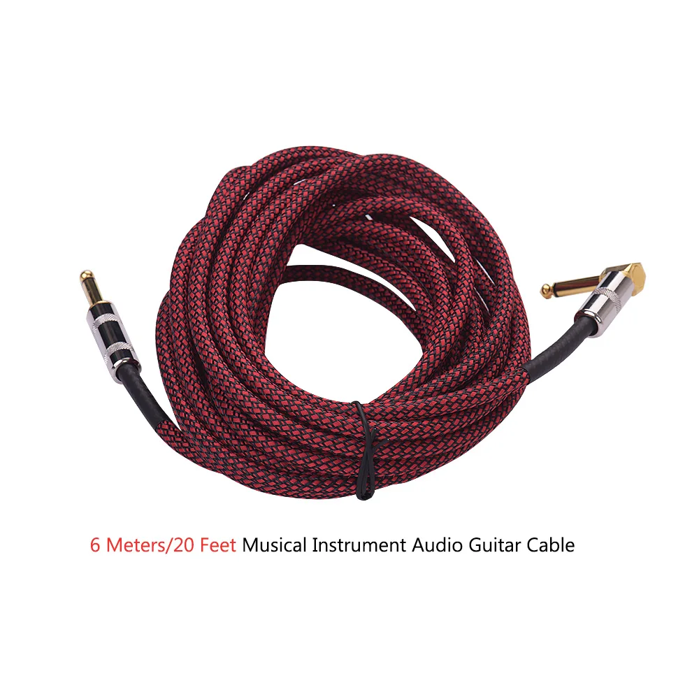 5 метров/16 4 футов аудио гитарный кабель Шнур 1/4 дюйма прямой на правый угол
