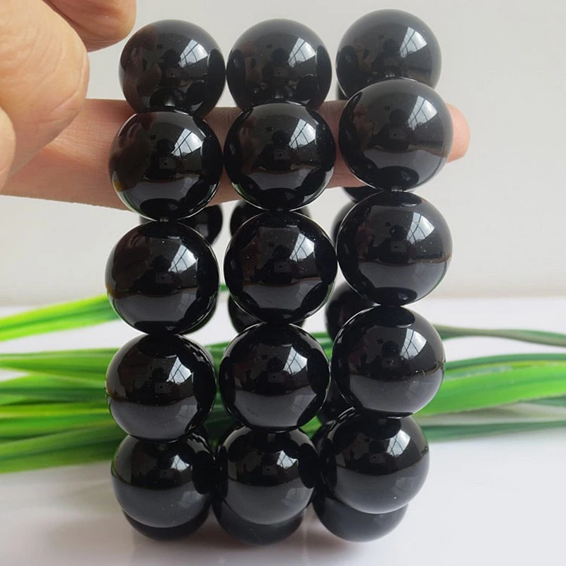 MOROW унисекс новый натуральный черный Агаты бисер круглый браслеты со стразами