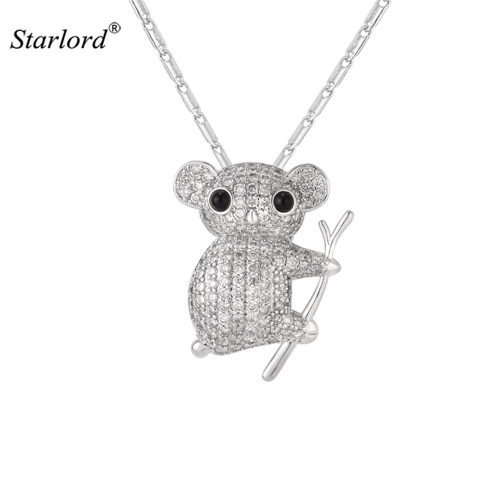 

New Trendy Cute Koala Pendant Charms Gold/Silver Color Clear Austrian Rhinestone Necklace Pendant Jewelry For Women 2017 P2500