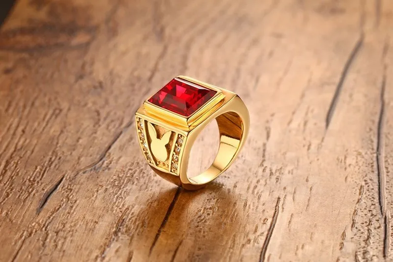 Мужское и женское кольцо SIZZZ из нержавеющей стали с красным фианитом|cz rings|party ringring