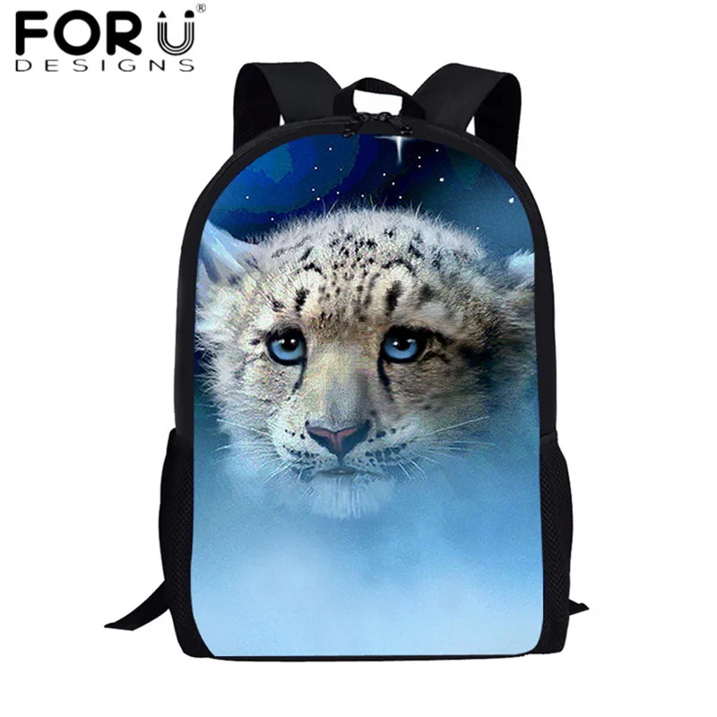 FORUDESIGNS/зимние леопардовые 3D школьные рюкзаки в виде животных, для женщин и детей, 3 шт./компл., рюкзаки, сумка для еды, пеналы для мальчиков, портфель - Цвет: HMC1401C