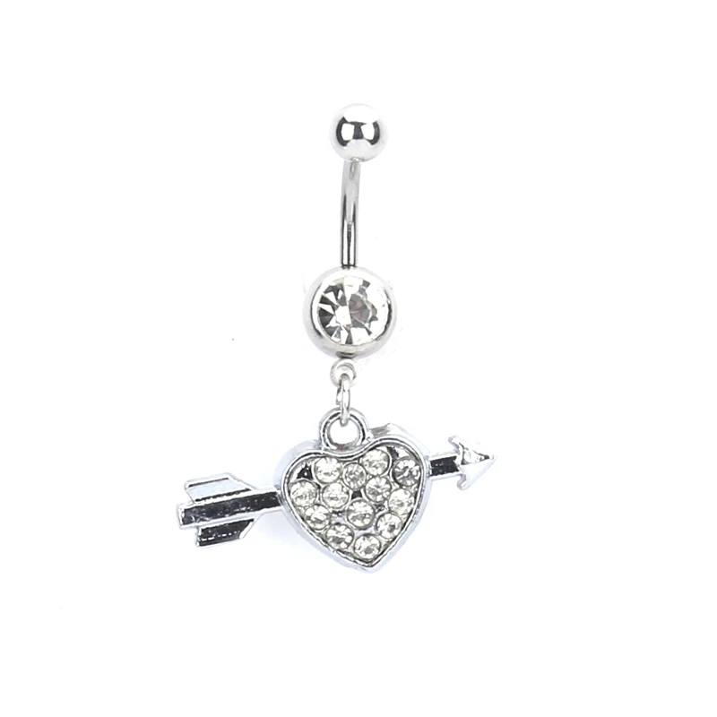 

Fashion Love Heart Belly Button Rings Bar Silver Plated Surgical Piercing Sexy Body Jewelry Navel Piercing
