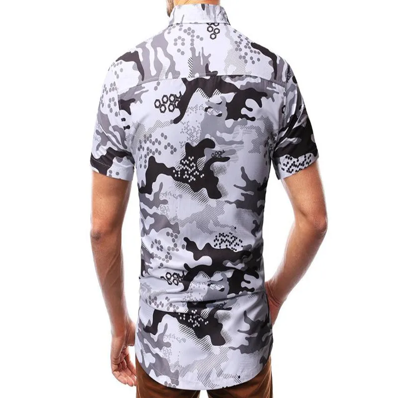

high-quality new men's popular shirt summer new casual cotton camouflage print short-sleeved shirt